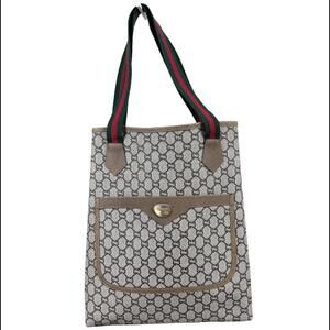Gucci Vintage 1970's Large Coated PVC Tote Bag in Plus GG Web (GGXX150)
